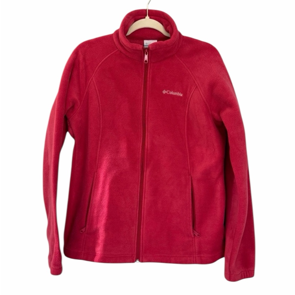 Columbia Women's LARGE Pink Fleece Jacket Ex Cond. PTP 21” Pink